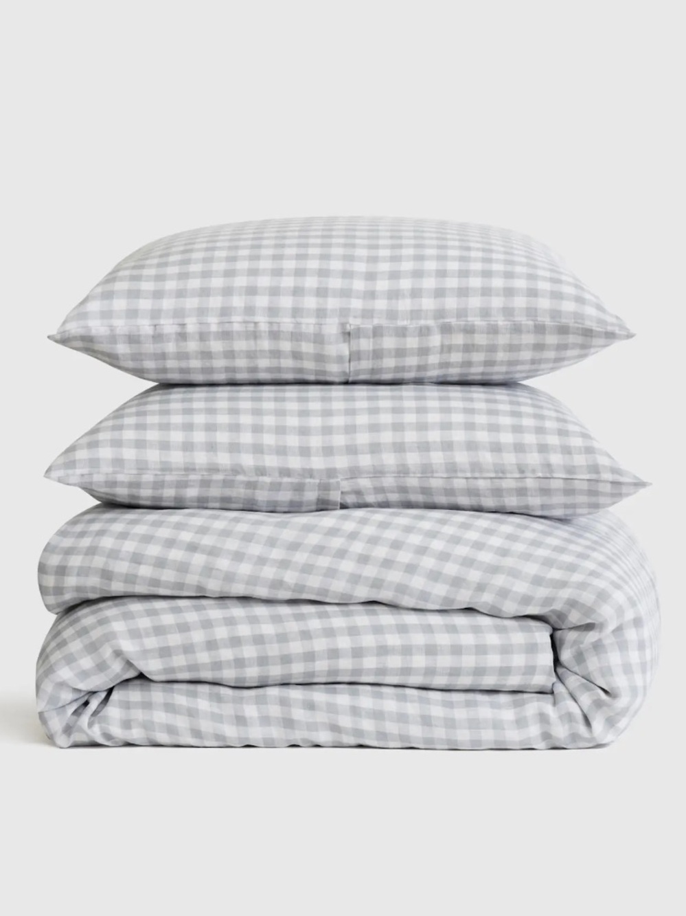 Blue fog Gingham Bedding Set - Duvet Cover & Pillow shams
